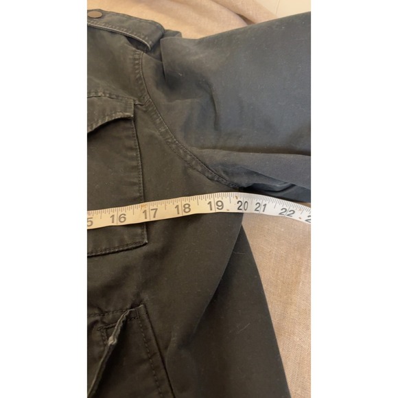 Old Navy Black Utility Jacket Mens Medium Plaid Lined Cotton Full Zip Military S - Picture 8 of 10